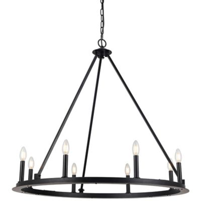 Dainolite Colby Candelabra Ring Chandelier - Color: Black - Size: Small - C