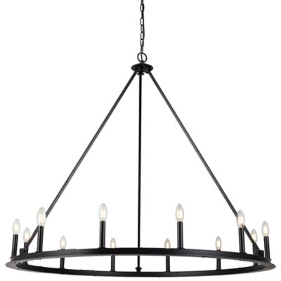 Dainolite Colby Candelabra Ring Chandelier - Color: Black - Size: Medium - 