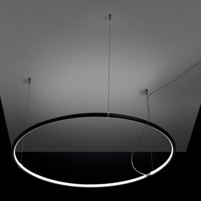 Egoluce Lancia Tonda LED Pendant Light - Color: Black - Size: 28 - 1562.