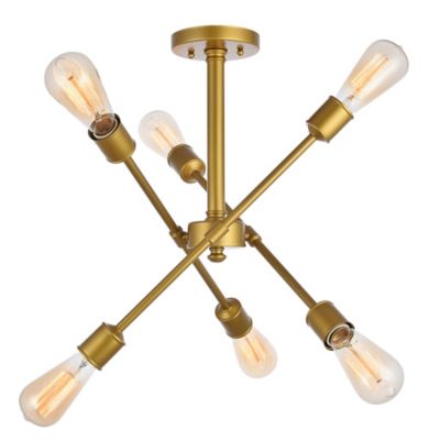 Huxe Azel Flushmount Light - Color: Brass - Size: 6 light