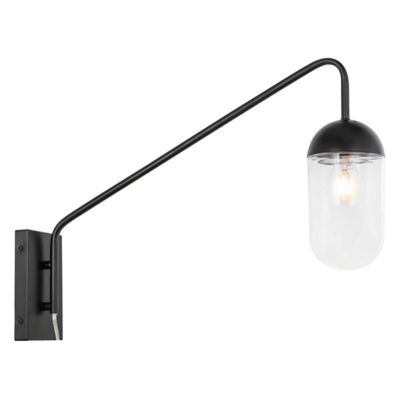 Huxe Kacio Bath Wall Sconce - Color: Black - Size: Medium