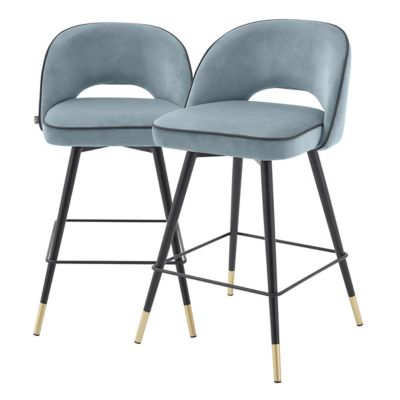 Eichholtz Cliff Counter Stool, Set of 2 - Color: Blue - A114323