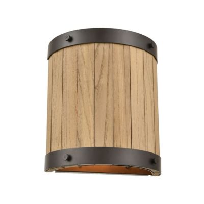 Wooden Barrel Wall Sconce