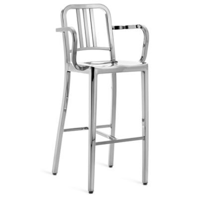 EMC892600 Emeco Navy Stool with Arms - Color: Polished Alumi sku EMC892600