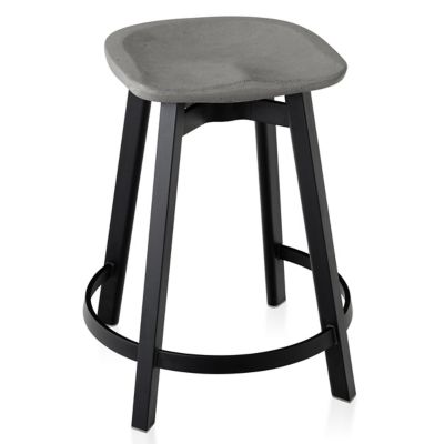 Emeco Su Stool, Concrete Seat - Color: Grey - Size: Counter - SU 24 BLACK C