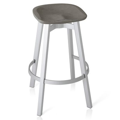 Emeco Su Stool, Concrete Seat - Color: Grey - Size: Bar - SU 30 CS