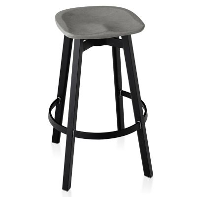 Emeco Su Stool, Concrete Seat - Color: Grey - Size: Bar - SU 30 BLACK CS