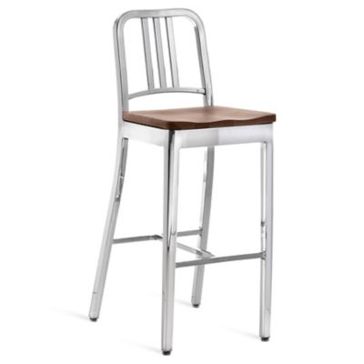 EMC894790 Emeco Navy Stool, Wooden Seat - Color: Silver - Si sku EMC894790