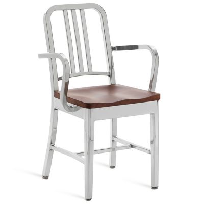 EMC894868 Emeco Navy Armchair, Wooden Seat - Color: Silver - sku EMC894868