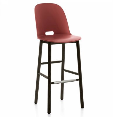 Emeco Alfi Stool, High Back - Color: Red - Size: Bar - ALFI30DAHRED