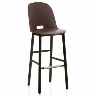 EMC894989 Emeco Alfi Stool, High Back - Color: Brown - Size: sku EMC894989