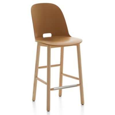 Emeco Alfi Stool, High Back - Color: Beige - Size: Counter - ALFI24AHSAND