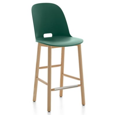 Emeco Alfi Stool, High Back - Color: Green - Size: Counter - ALFI24AHGREEN