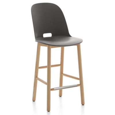 Emeco Alfi Stool, High Back - Color: Grey - Size: Counter - ALFI24AHDARKGRE