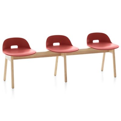 Emeco Alfi 3-Seat Bench, Low Back - Color: Red - ALFIALRED