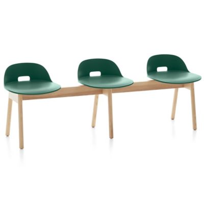 Emeco Alfi 3-Seat Bench, Low Back - Color: Green - ALFIALGREEN