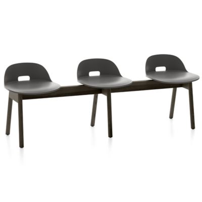 Emeco Alfi 3-Seat Bench, Low Back - Color: Grey - ALFIDALDARKGREY