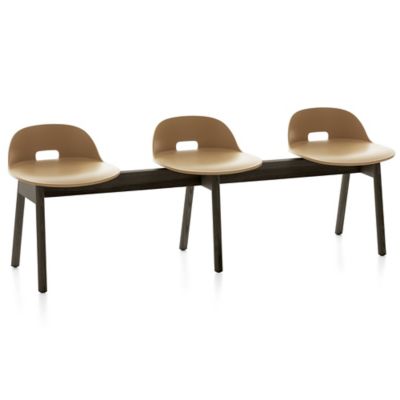 Emeco Alfi 3-Seat Bench, Low Back - Color: Beige - ALFIDALSAND