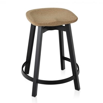 Emeco Su Stool, Cork Seat - Color: Aluminum - Size: Counter - SU 24 BLACK C