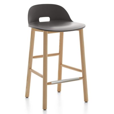 Emeco Alfi Stool, Low Back - Color: Grey - Size: Counter Height - ALFI24ALD