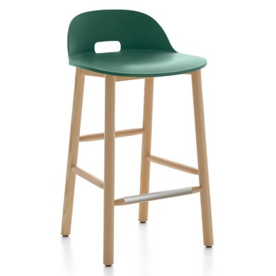 Emeco Alfi Stool, Low Back - Color: Green - Size: Counter Height - ALFI24AL