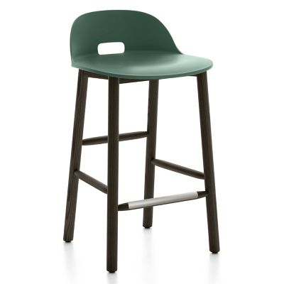 Emeco Alfi Stool, Low Back - Color: Green - Size: Counter Height - ALFI24DA