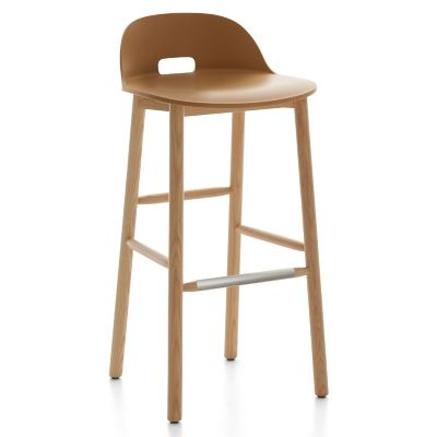 Emeco Alfi Stool, Low Back - Color: Beige - Size: Bar Height - ALFI30ALSAND