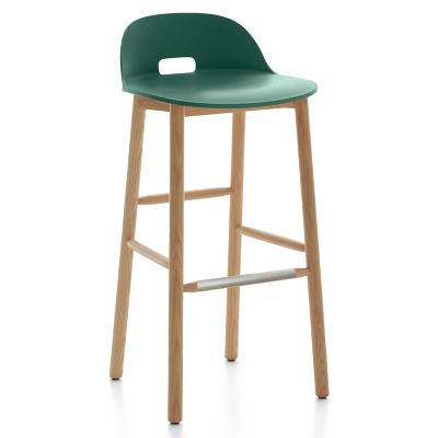 Emeco Alfi Stool, Low Back - Color: Green - Size: Bar Height - ALFI30ALGREE