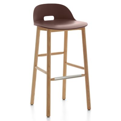 Emeco Alfi Stool, Low Back - Color: Brown - Size: Bar Height - ALFI30ALDARK