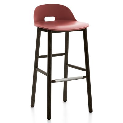 Emeco Alfi Stool, Low Back - Color: Red - Size: Bar Height - ALFI30DALRED