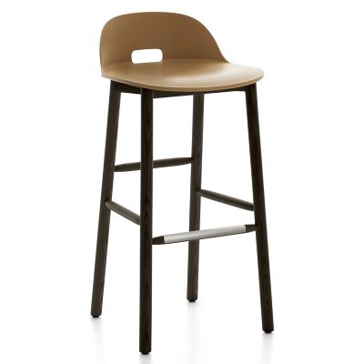 Emeco Alfi Stool, Low Back - Color: Beige - Size: Bar Height - ALFI30DALSAN