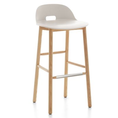 Emeco Alfi Stool, Low Back - Color: White - Size: Bar Height - ALFI30ALWHIT