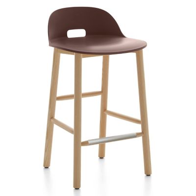 Emeco Alfi Stool, Low Back - Color: Brown - Size: Counter Height - ALFI24AL