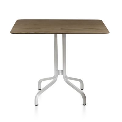 Emeco 1 Inch Cafe Table Square, Wood Top - Color: Brown - Size: 36 - 1IN