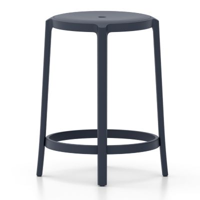 Emeco On & On Barstool - Color: Blue - Size: Counter - ONON 24 PS DARK BLUE