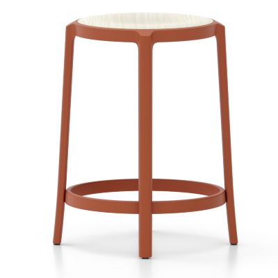 Emeco On & On Barstool with Plywood Seat - Color: White - Size: Counter - O