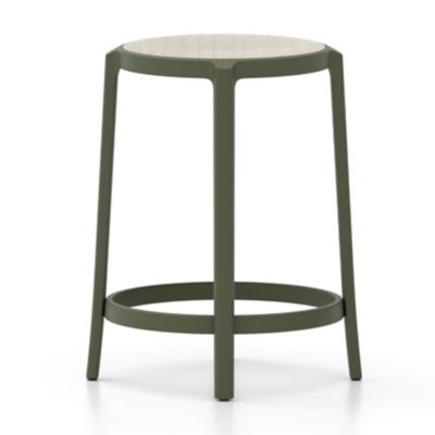 Emeco On & On Barstool with Plywood Seat - Color: Green - Size: Counter - O