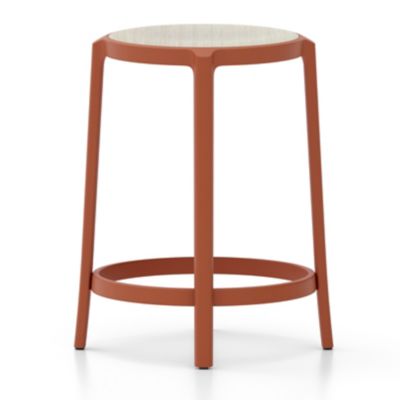 Emeco On & On Barstool with Plywood Seat - Color: Orange - Size: Counter - 