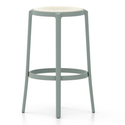 Emeco On & On Barstool with Plywood Seat - Color: Blue - ONON 30 AWS LIGHT 