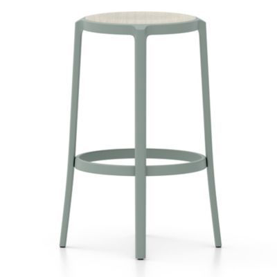 Emeco On & On Barstool with Plywood Seat - Color: Blue - ONON 30 OWS LIGHT 