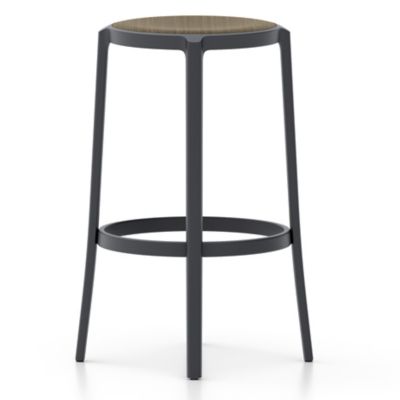 Emeco On & On Barstool with Plywood Seat - Color: Black - ONON 30 WWS BLACK