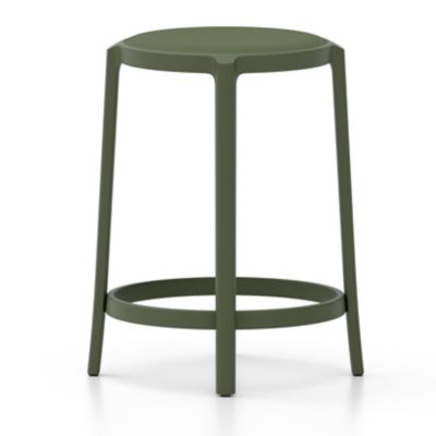 Emeco On & On Barstool with Upholstered Seat - Color: Green - Size: Counter