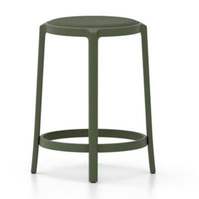 Emeco On & On Barstool with Upholstered Seat - Color: Green - Size: Counter