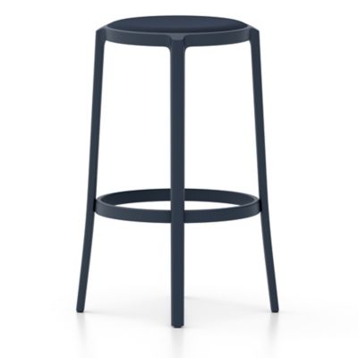 Emeco On & On Barstool with Upholstered Seat - Color: Blue - ONON 30 US DAR