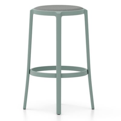 Emeco On & On Barstool with Upholstered Seat - Color: Blue - ONON 30 US LIG