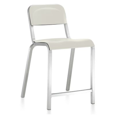 Emeco 1951 Stool - Color: White - Size: Counter - 1951 CTR 24 STOCKHOLM WHI