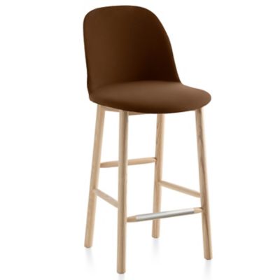 Emeco Alfi Stool, High Back With Alfi Soft Slip Cover - Color: Brown - Size