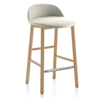 Emeco Alfi Stool, Low Back With Alfi Soft Slip Cover - Color: Brown - Size: