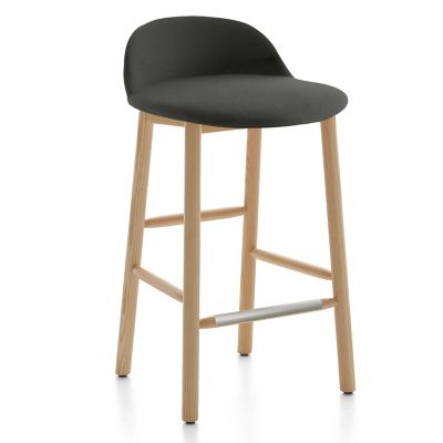 Emeco Alfi Stool, Low Back With Alfi Soft Slip Cover - Color: White - Size: