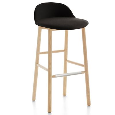 Emeco Alfi Stool, Low Back With Alfi Soft Slip Cover - Color: Beige - Size: